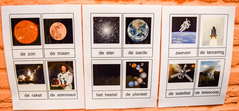 Woordkaarten 'Zon, maan en sterren'