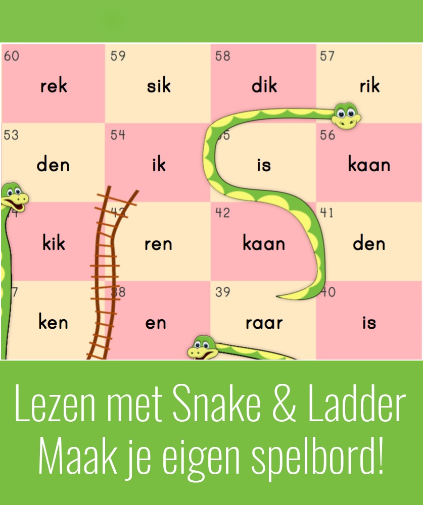 Laat kinderen uit groep 3 spelenderwijs de woorden lezen door ze het Snake & Ladder spel te laten spelen. Dit is toch veel leuker dan de woorden flitsen?