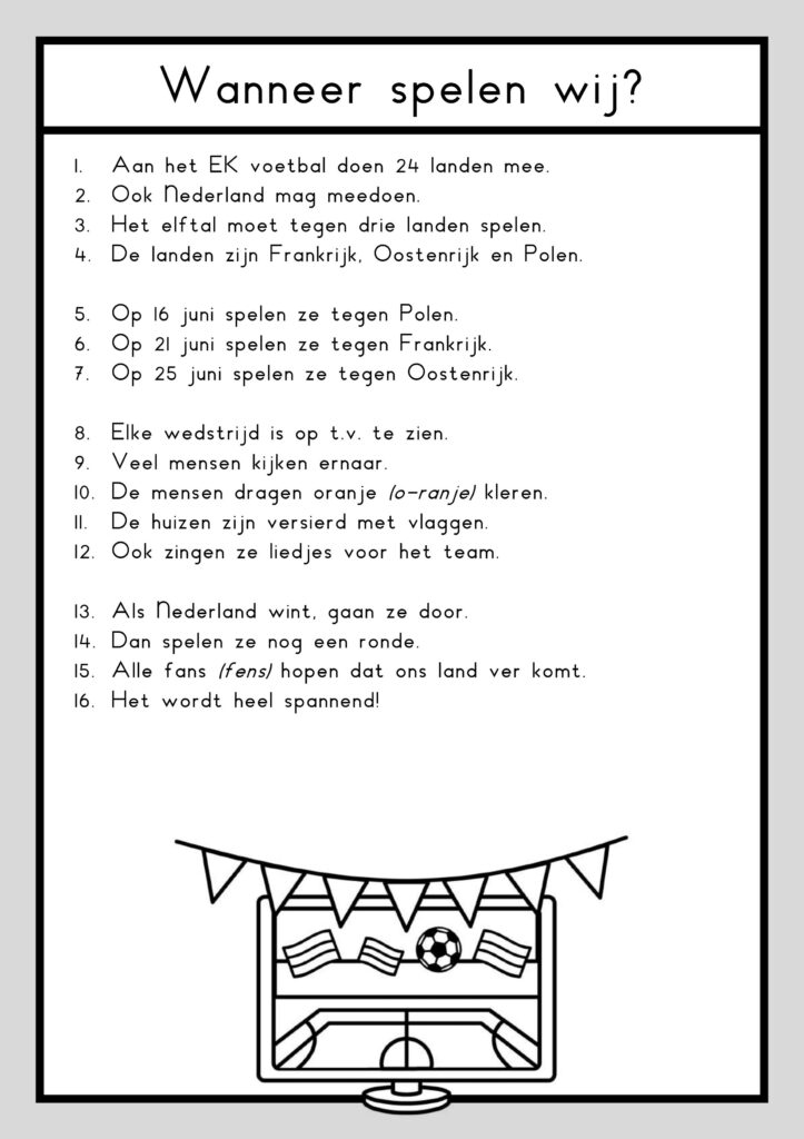 teksten EK voetbal groep 3 (Nederland)