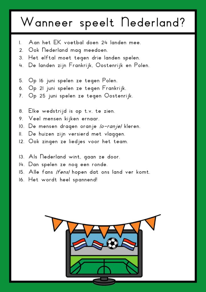 teksten EK voetbal groep 3 (Nederland)