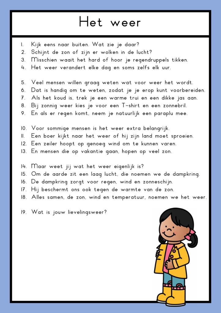 teksten het weer groep 4
