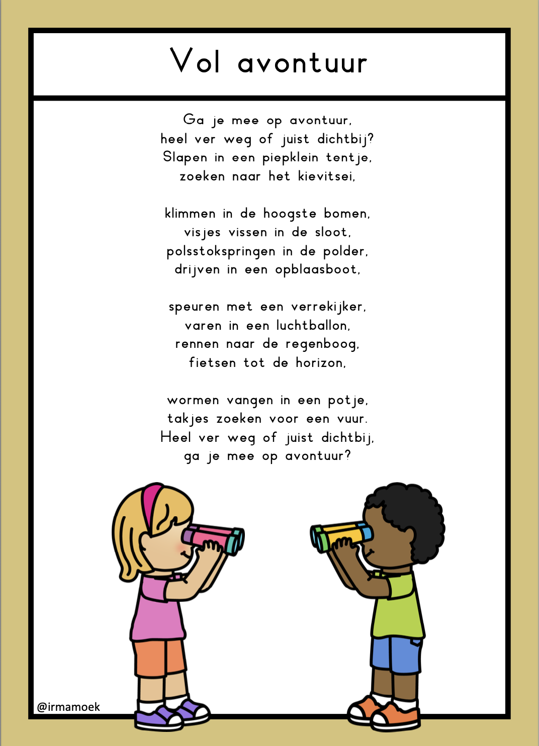 Je bekijkt nu Vol avontuur: gedicht + lessuggesties (groep 4)